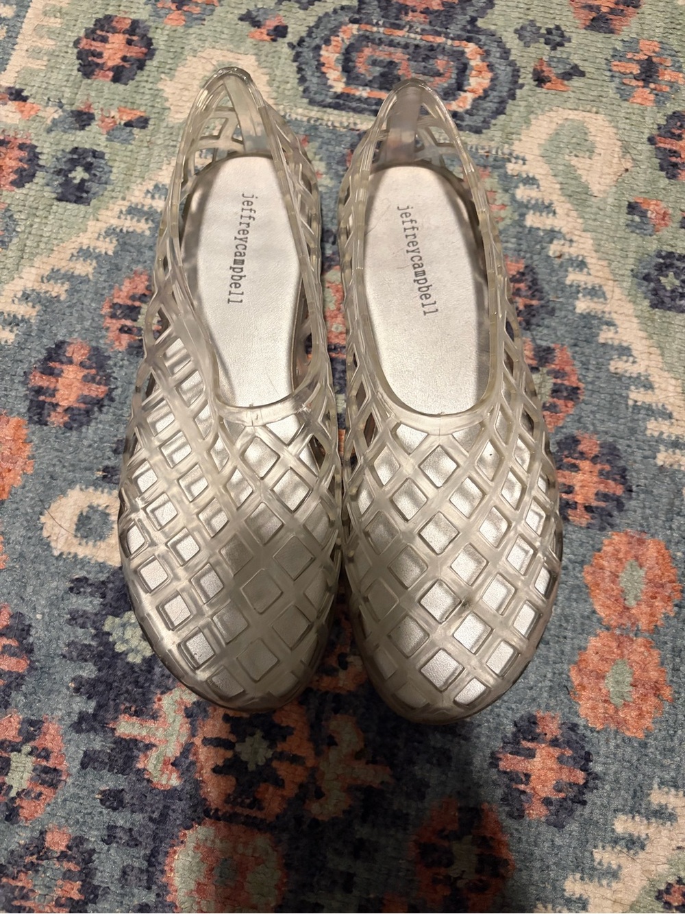Jeffrey Campbell Clear Silver Lattice Slip-On Flats